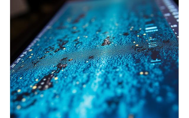Detailed bathymetric map on a large marine display, showing depth contours, submerged structures, and custom waypoints