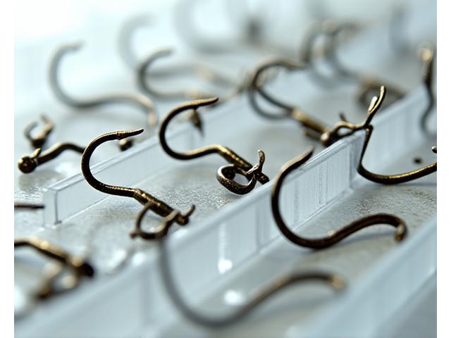 Different types of sharp fishing hooks laid out
