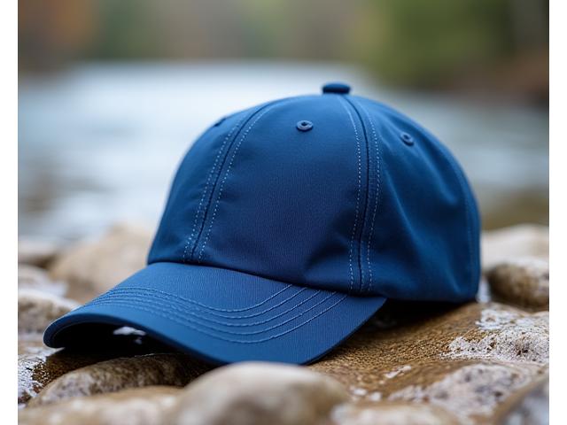 River Explorer Cap - Blue, classic baseball cap style with extended neck flap.